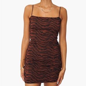 We Wore what zebra orange mini dress